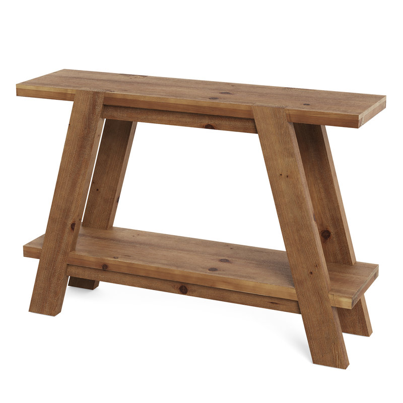 Latitude Run® 41.3-Inch Solid Wood Console Table, 2-Tier Farmhouse